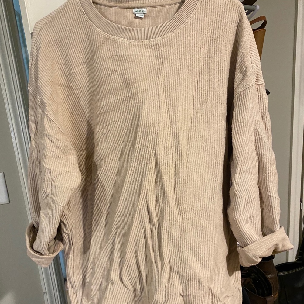 Aerie Oversized Rib Crew in Oatmeal